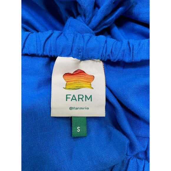 Farm Rio 'Knot' Blue Off Shouder Midi Dress Size S - Picture 4 of 5